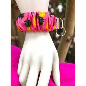 Handmade Scrunchie Keychain Wristlet-Bright Pineapple Print